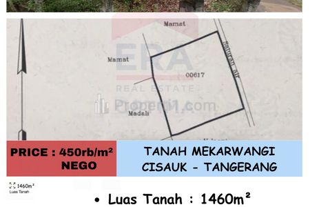 Dijual Tanah di Mekarwangi, Cisauk - Tangerang