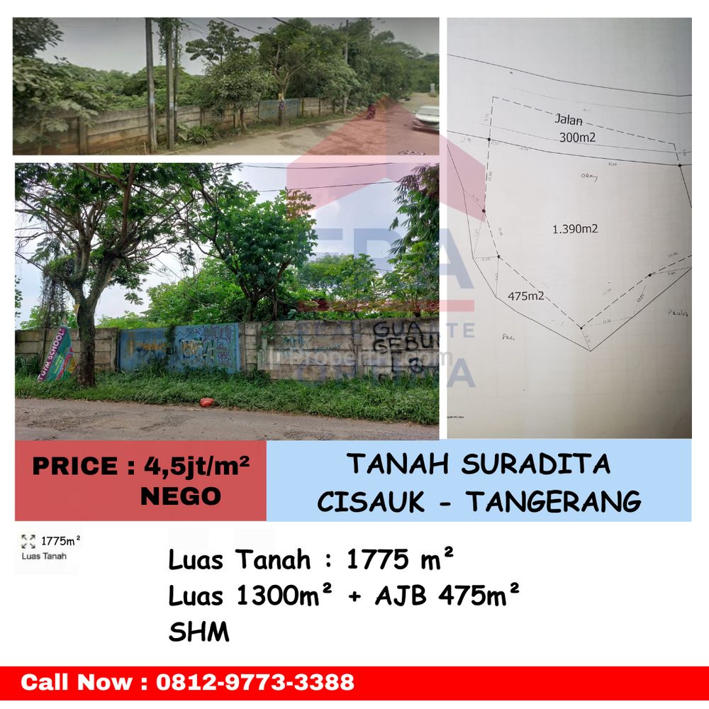 Dijual Tanah di Suradita, Cisauk - Tangerang