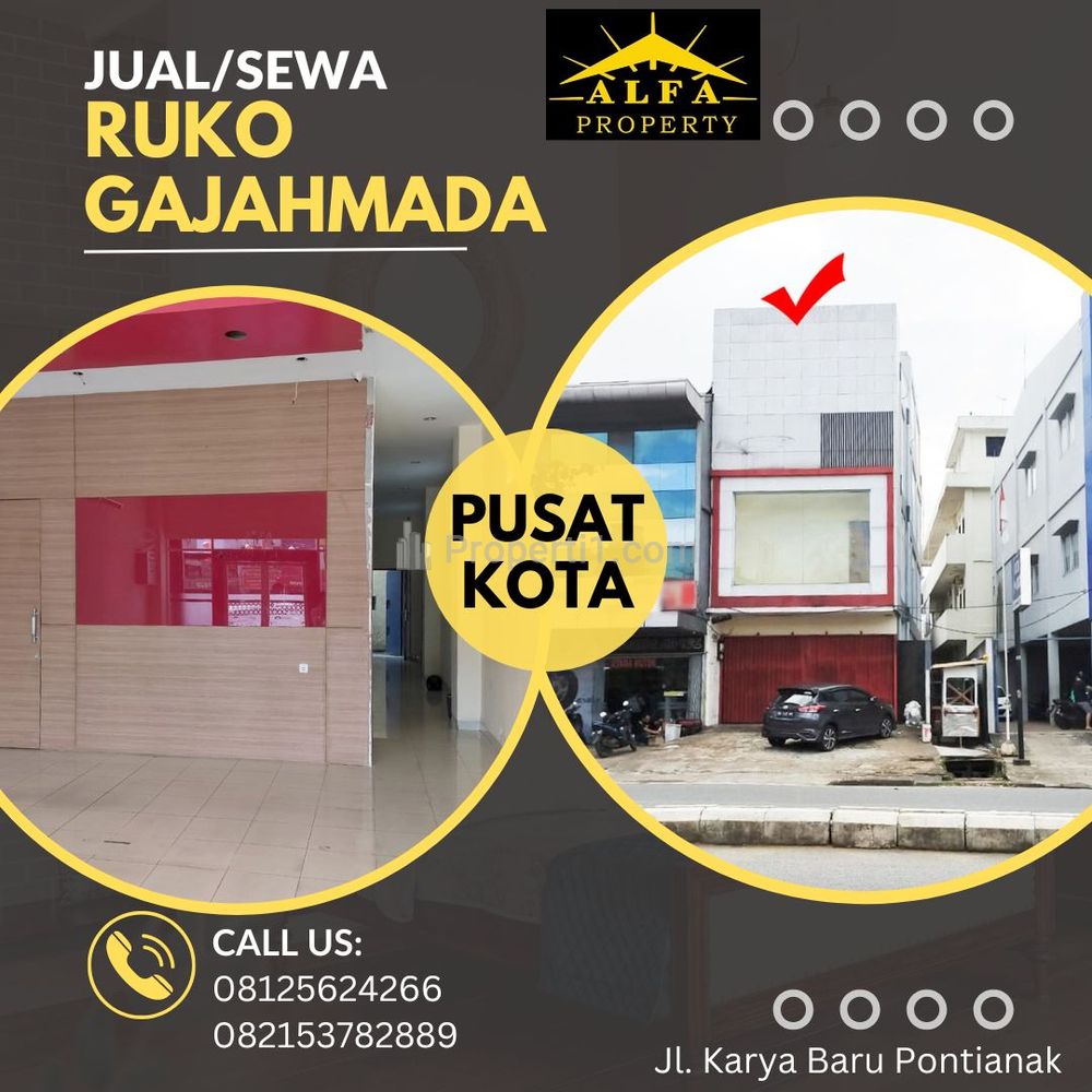 Dijual/Disewakan Ruko di Jalan Gajahmada Kota Pontianak