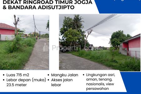 Jual Cepat Murah Tanah Pekarangan View Sawah Pinggir Jalan dekat Ringroad & Bandara Adisutjipto, Berbah, Sleman - Pemilik Langsung, Nego Sampai Jadi