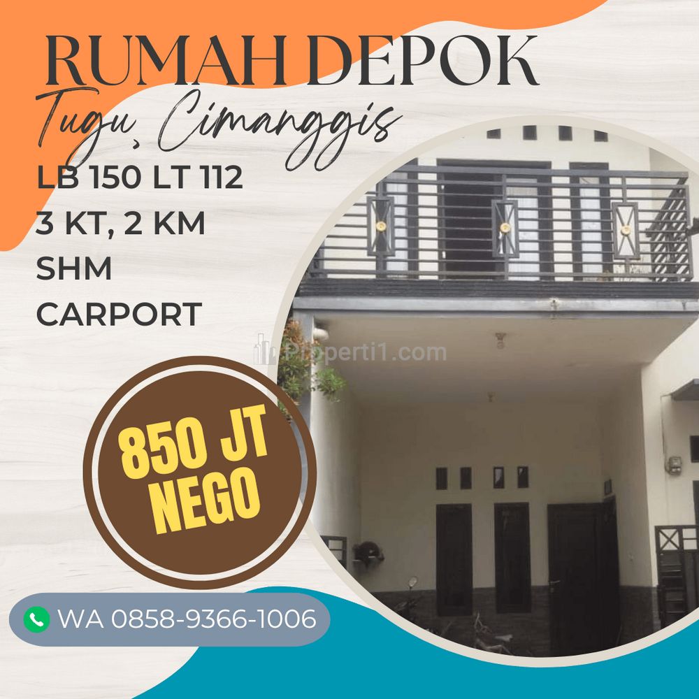 Jual Rumah 2 Lantai Cakep di Cimanggis Depok, Dekat Asrama Brimob Kelapa Dua