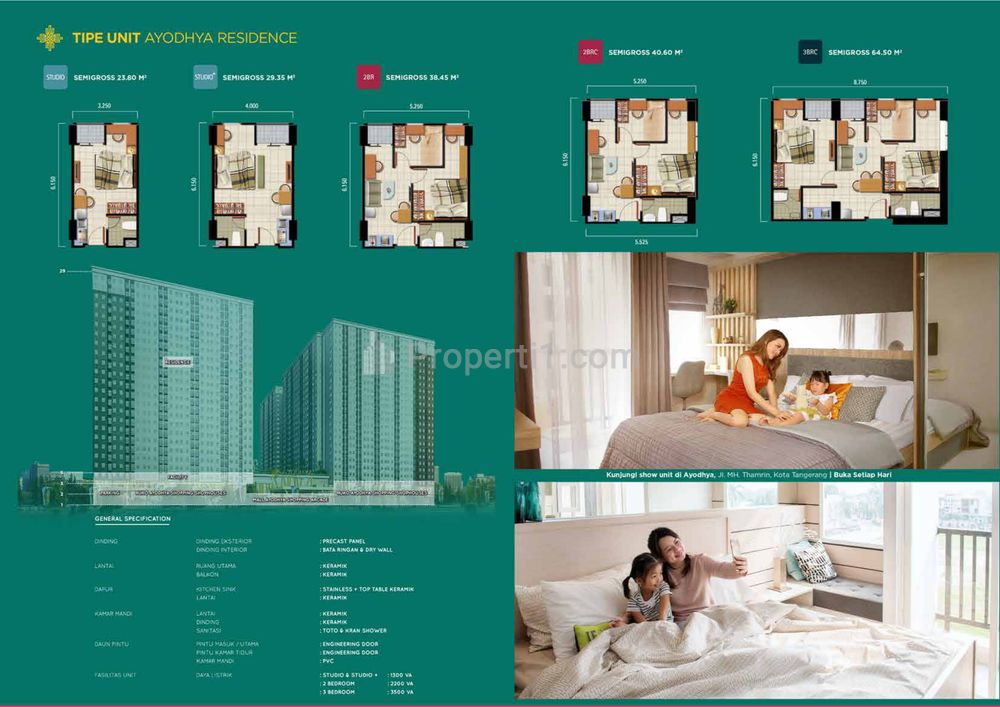 Dijual Apartemen Siap Huni di Kota Tangerang - Ayodhya Residence 3 BR Unfurnished