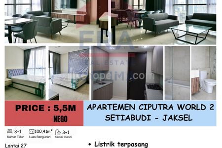 Dijual Apartemen Ciputra World 2, Jakarta Selatan - 3+1 BR Fully Furnished