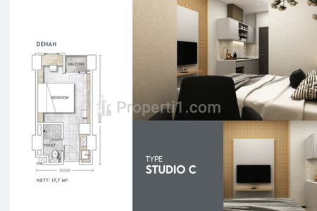 Dijual Apartemen Tanpa BI Cheking di Emerald Bintaro Tipe Studio Unfurnished