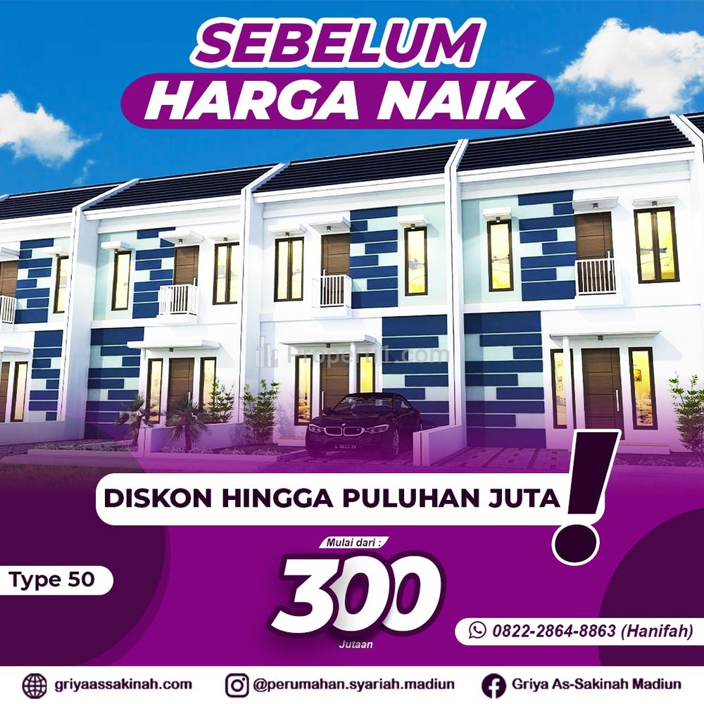 Jual Rumah Syariah Madiun, 2 Menit SMPN 1 Geger, Sertifikat Hak Milik