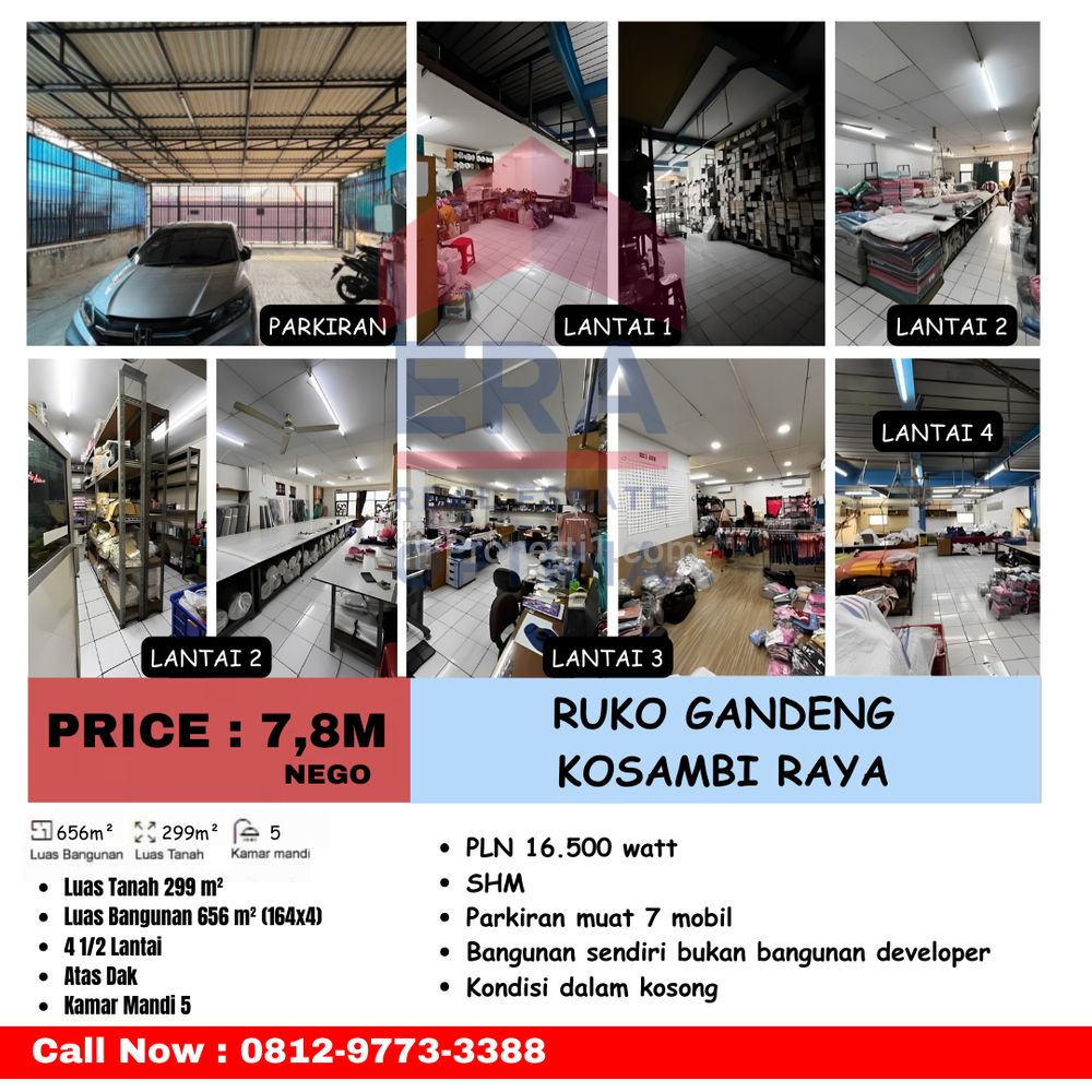 Dijual Ruko Gandeng di Kosambi Raya, Jakarta Barat