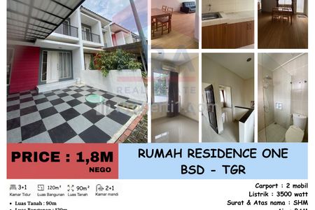 Dijual Rumah di Perumahan Residence One, BSD - Tangsel