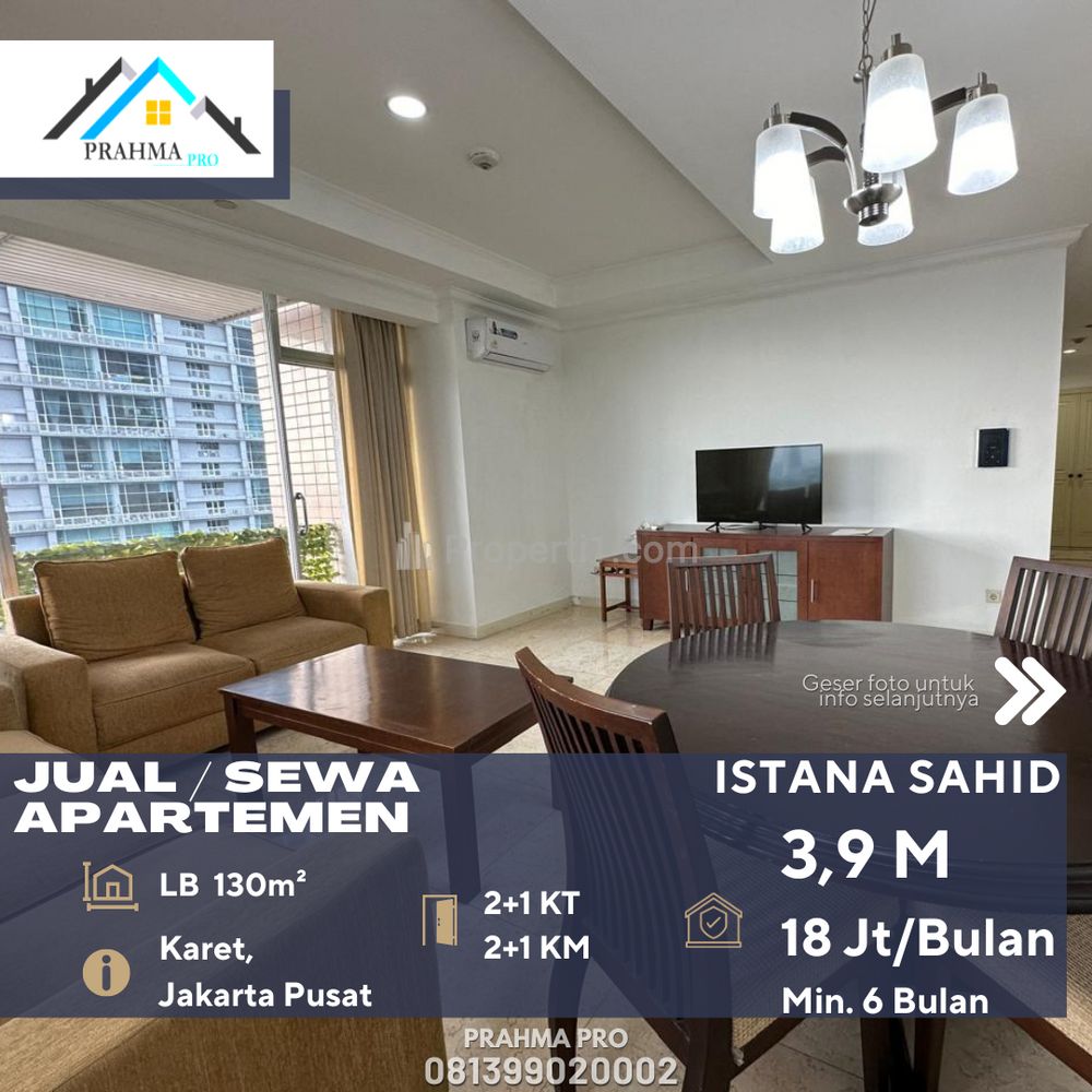 Dijual Murah Apartemen Istana Sahid 2 Kamar Tidur Full Furnished