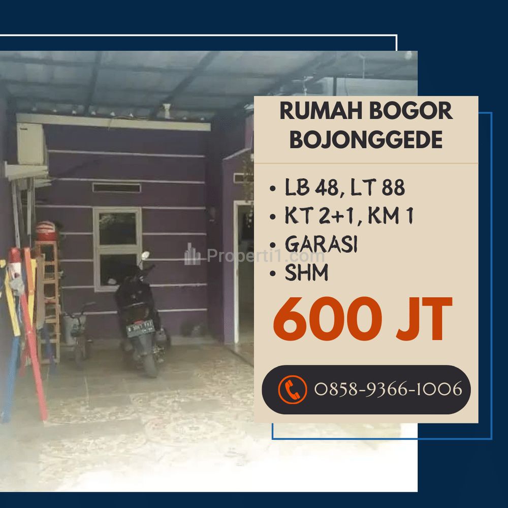 Jual Rumah di Bogor Bojonggede Asri Nyaman Dekat Tol Cibinong - Perum Bojong Indah Permai