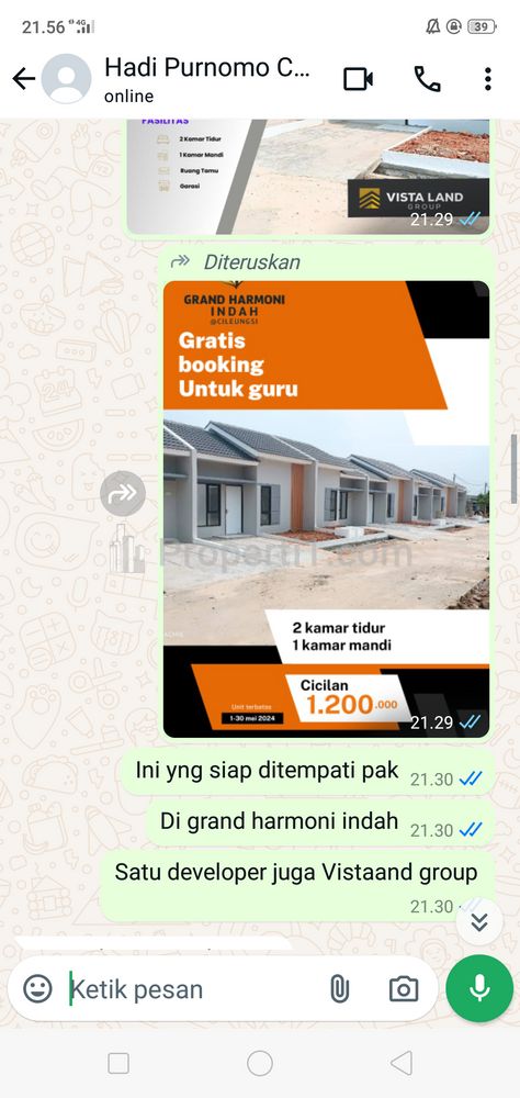 Jual Rumah di Grand Harmoni Indah Cileungsi Cibarusah Bogor