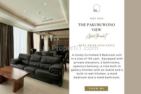 Fast Sale: The Pakubuwono View 3BR 196sqm, Pool View, TERMURAH! Ready to Move in, HIGH FLOOR! Also Avail 2BR for Sale! Please Call Clara-Abie Property