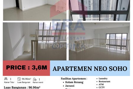 Dijual Apartemen Neo Soho, Grogol, Jakarta Barat - 1 BR Unfurnished