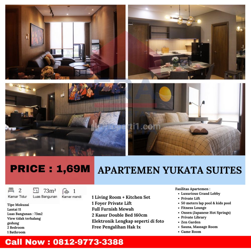 Jual Apartemen Yukata Suites, Serpong Utara, Tangerang Selatan - 2 BR Fully Furnished Mewah