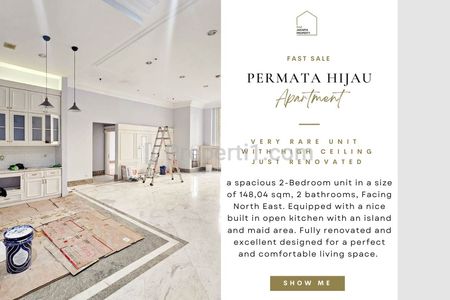 Fast Sale: Apartemen Permata Hijau, HIGH CEILING, Baru Total RENOVASI! Siap Huni, VERY RARE UNIT! Harga Termurah! Also Avail Other 2/3BR for Sale!