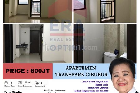 Dijual Apartemen Transpark Cibubur, Cimanggis, Depok - Studio Unfurnished