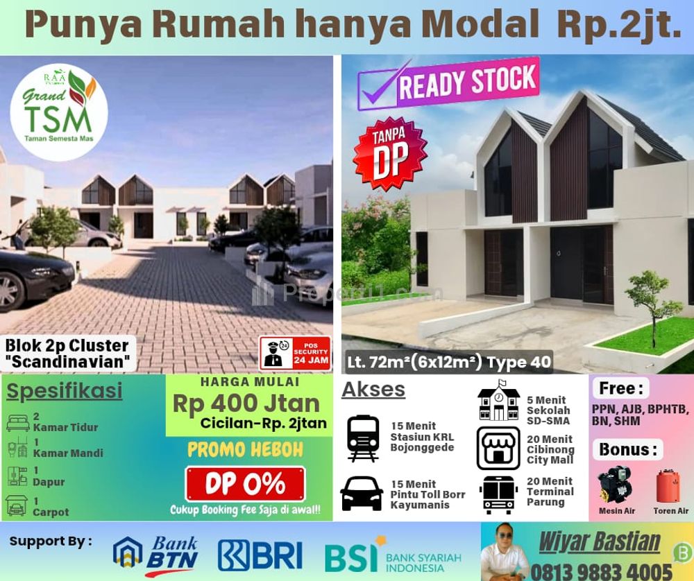 Rumah Dijual Bisa KPR Tanpa DP Lokasi Strategis di Tajurhalang Bogor