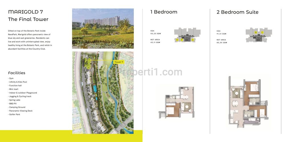 Dijual Apartemen Siap Huni di BSD City - 2+1 Kamar Unfurnished