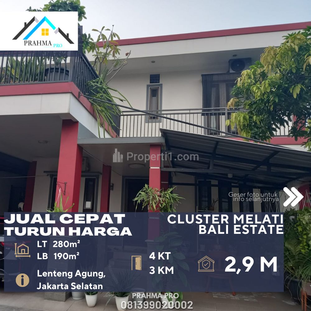 Lenteng Agung Jakarta Selatan Dijual Turun Harga Rumah ada Rooftop di Cluster Melati Bali Estate