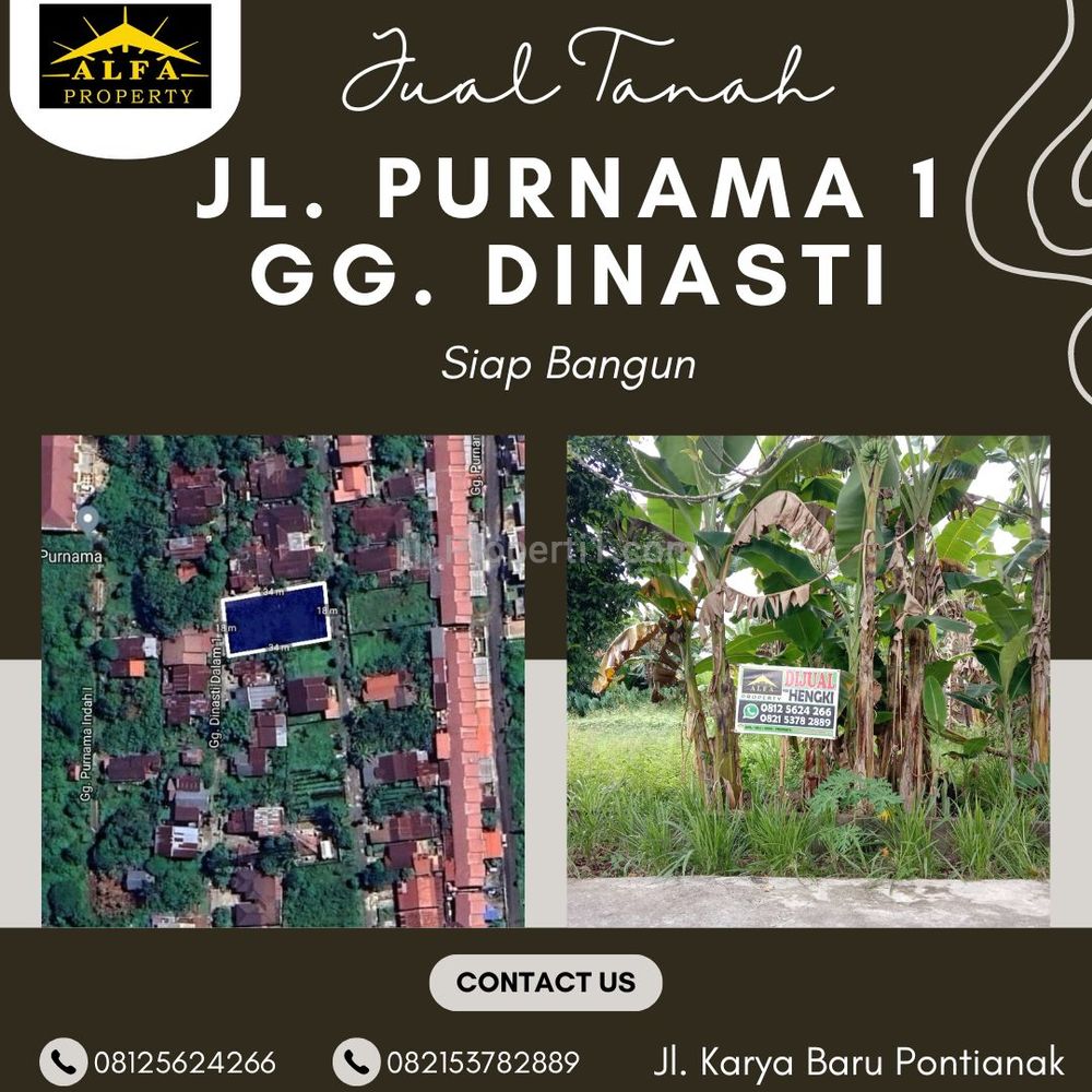Dijual Tanah di Jalan Purnama Gang Dinasti Kota Pontianak
