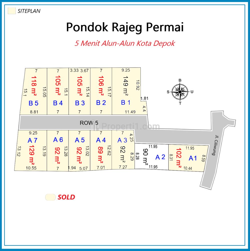 Jual Tanah Pinggir Jalan Free SHM Perunit, Dekat Stasiun Depok - Lokasi di Pondok Rajeg, Cibinong, Kabupaten Bogor