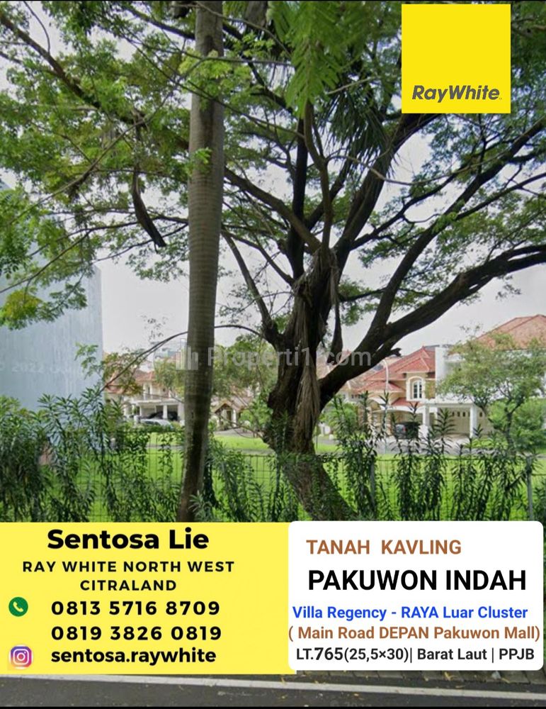 Dijual Tanah di Pakuwon Indah Villa Bukit Regency Surabaya - Hadap RAYA KEMBAR Luar Cluster Row 8 Mobil Depan PTC, Waterplace Residence