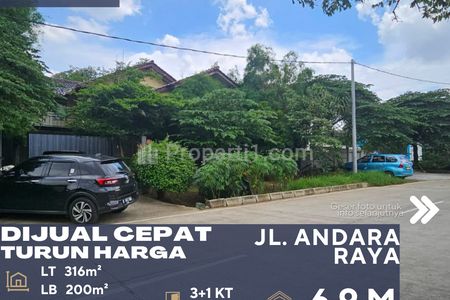 Dijual Rumah Lama Terawat Perbatasan Jakarta Tangerang, di Jl. Andara Raya Jaksel, Turun Harga