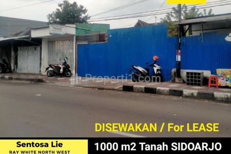 Disewakan 1000 m2 Tanah Nol Jalan Raya Sidoarjo Kota di Jl. Teuku Umar STRATEGIS Komersial Area Sebaris Mie Gacoan Cocok Buat Segala Usaha