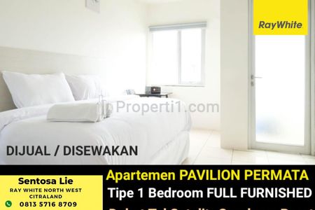 Dijual / Disewakan Apartemen Pavilion Permata Tipe 1 Bedroom Full Furnished Strategis Surabaya Barat Dekat Grand Sungkono Lagoon dan Akses Tol Satelit