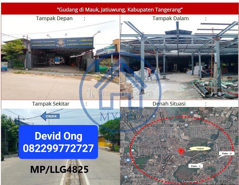 Dijual Gudang MURAH di Jl. Moh Toha Tangerang