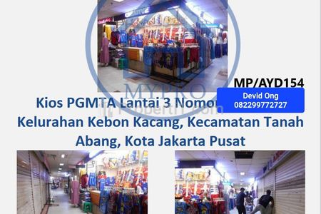 Dijual Kios MURAH PGMTA di Tanah Abang Jakarta Pusat