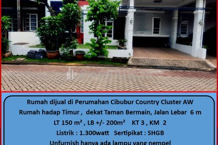 Rumah Dijual di Perumahan Cibubur Country Cluster AW, Depok