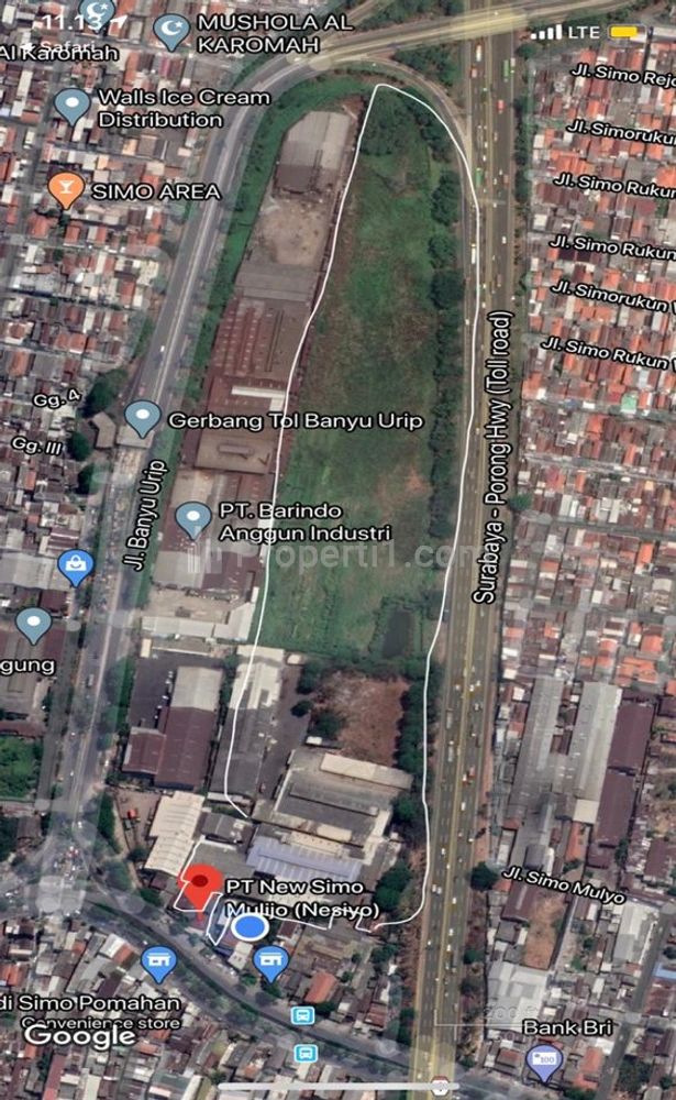 Disewakan Tanah Ex Pabrik Kawat Baja di Pinggir Jalan Tol Gempol Surabaya