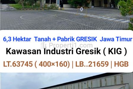 Dijual 6,3 Hektar Pabrik Gresik Jawa Timur di Kawasan Industri Gresik - Strategis Dekat Pelabuhan Gresik, Gerbang Tol Manyar dan Tol Kebomas