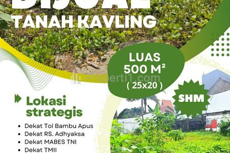Dijual Tanah Kavling Hook SHM Dalam Kompleks di Bambu Apus Cipayung Jakarta Timur