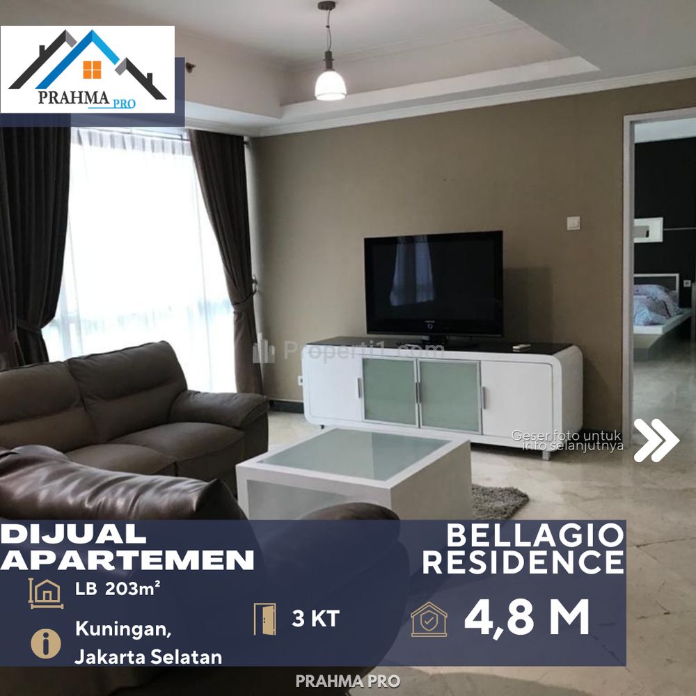 Dijual Cepat Unit Apartemen Bellagio 3BR Furnish with Big Master Bedroom dan View Pool Harga Sangat Menarik