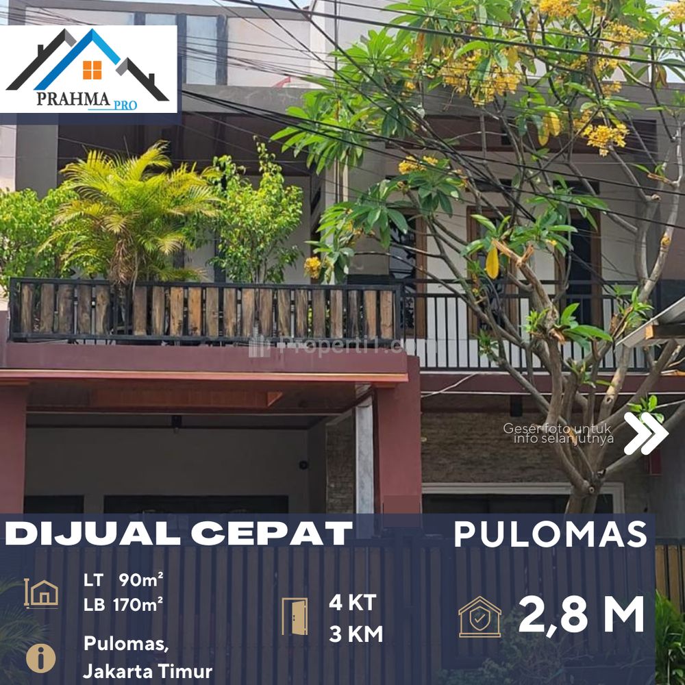 Dijual Rumah Bagus 2 Lantai Jalan Akses 2 Mobil di Pulomas Jakarta Timur
