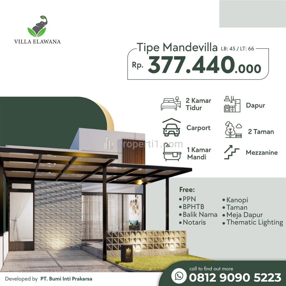 Dijual Rumah Baru di Perumahan Villa Elawana Madiun, Dekat RS Darmayu, Suncity Mall Madiun, Pasar Sleko, Nusantara Edupark Madiun, Alun-alun Madiun