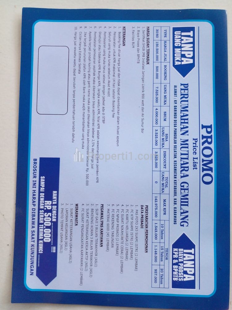 Dijual Perumahan Subsidi Mutiara Gemilang Karawang