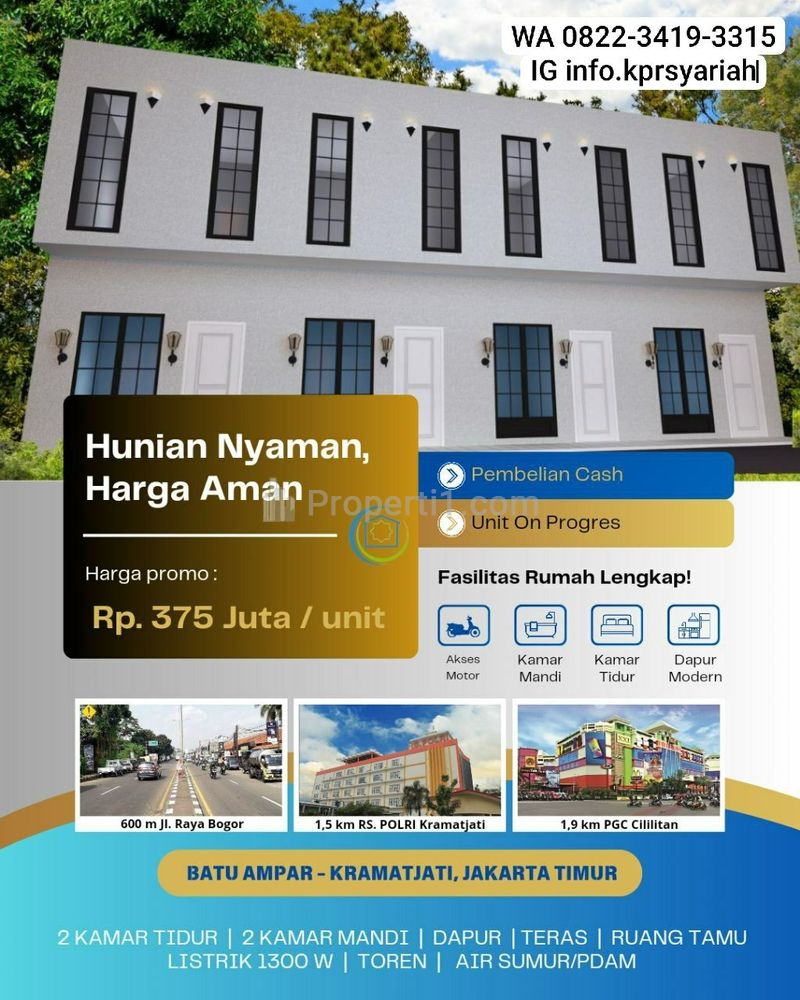 Dijual Rumah Minimalis Batu Ampar Dekat Pasar Kramat Jati Jakarta Timur