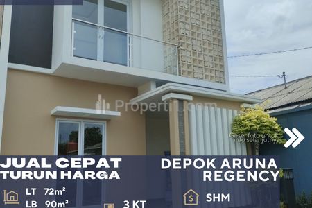 Jual Rumah Townhouse 2 Lantai Gaya Eropa di Depok Aruna Regency