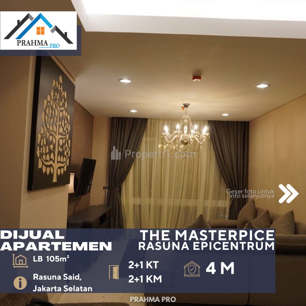 Jual Apartemen The Masterpiece 2+1BR di Rasuna Epicentrum Jakarta Selatan, Kondisi Semi Furnished