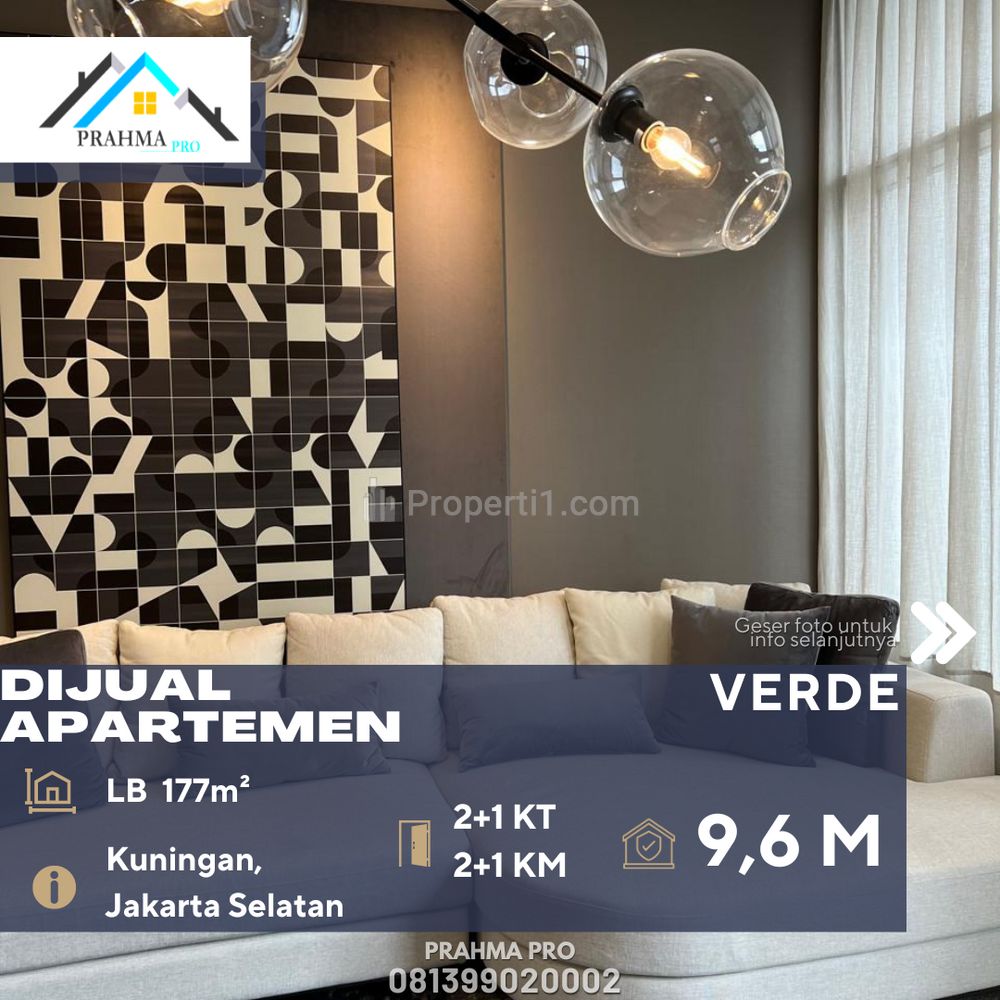 Dijual Apartemen Verde Two Daerah SCBD 2+1 BR di Daerah Kuningan Jakarta Selatan, Semi Furnished