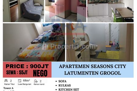 Dijual Apartemen Seasons City, Latumenten, Grogol, Jakarta Barat - 2 BR Semi Furnished