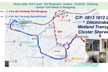 Sewa Rumah Metland Transyogi Cileungsi - Akses Gerbang Tol Narogong atau Kowas