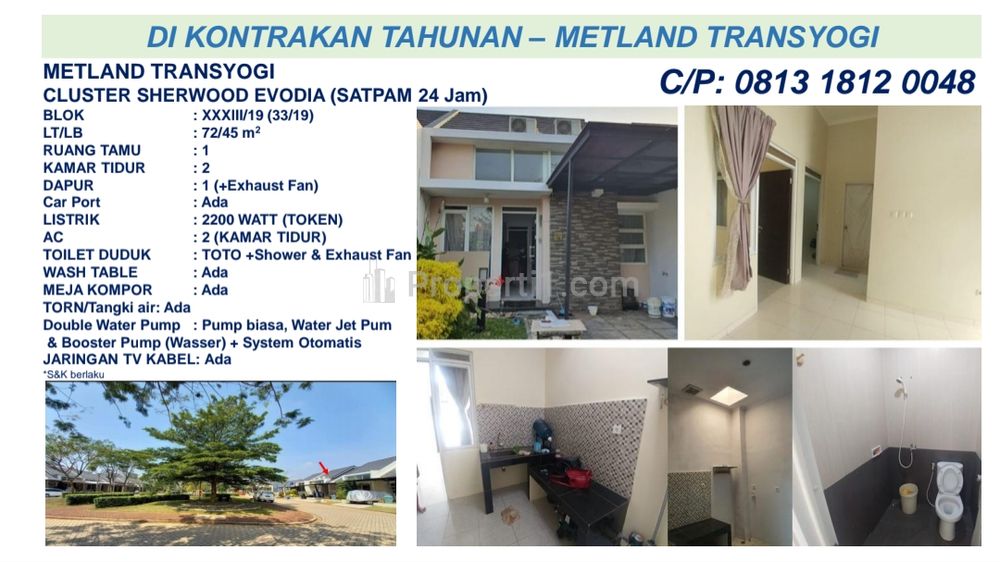 Sewa Rumah Metland Transyogi Cileungsi - Akses Gerbang Tol Narogong atau Kowas