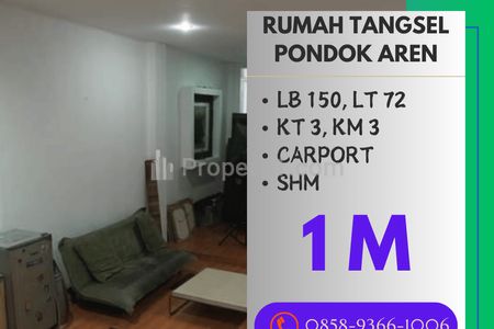 Jual Rumah Pondok Aren Tangsel Cakep Dekat ke Tol Bintaro