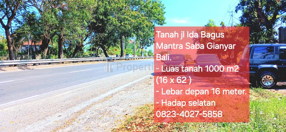 Dijual Tanah 1000 m2 di Jl. Ida Bagus Mantra Saba Gianyar Bali