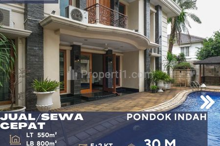 Dijual / Disewakan Rumah Megah Bagus di Pondok Indah Jakarta Selatan