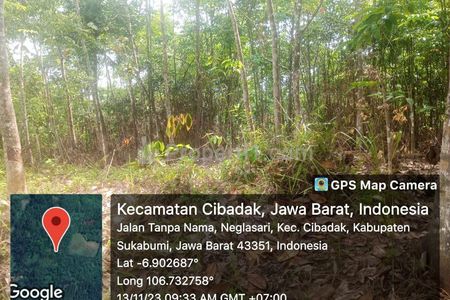 Dijual Murah Tanah di Neglasari Dekat SMP N 4 Cibadak, Sukabumi, 95 Ribu/m2