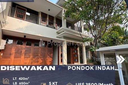 Rumah Bagus nan Megah Disewakan di Daerah Pondok Indah, Jakarta Selatan